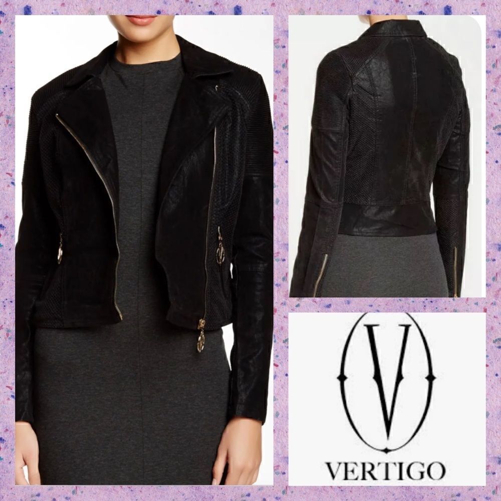 NWT MSRP $238 Vertigo Faux Leather Moto Jacket Women's Size Large